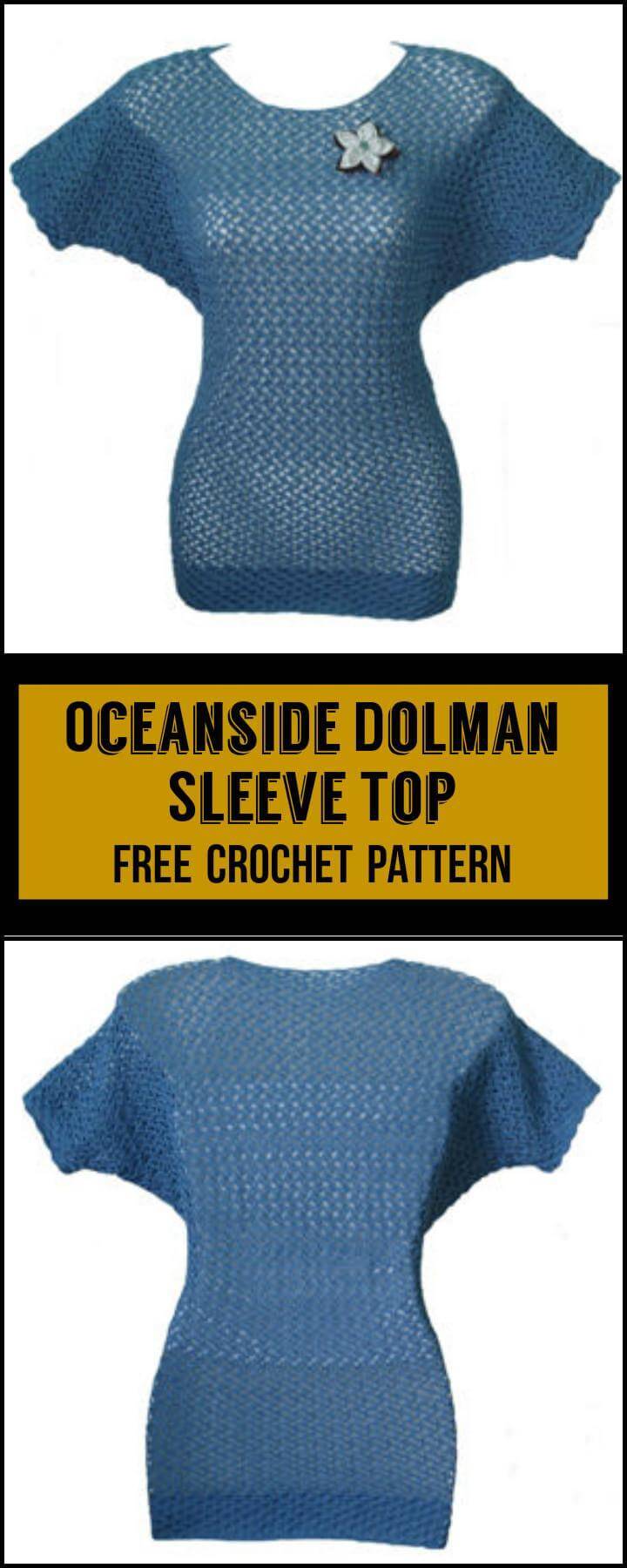 Oceanside Dolman Sleeve Top Free Crochet Pattern